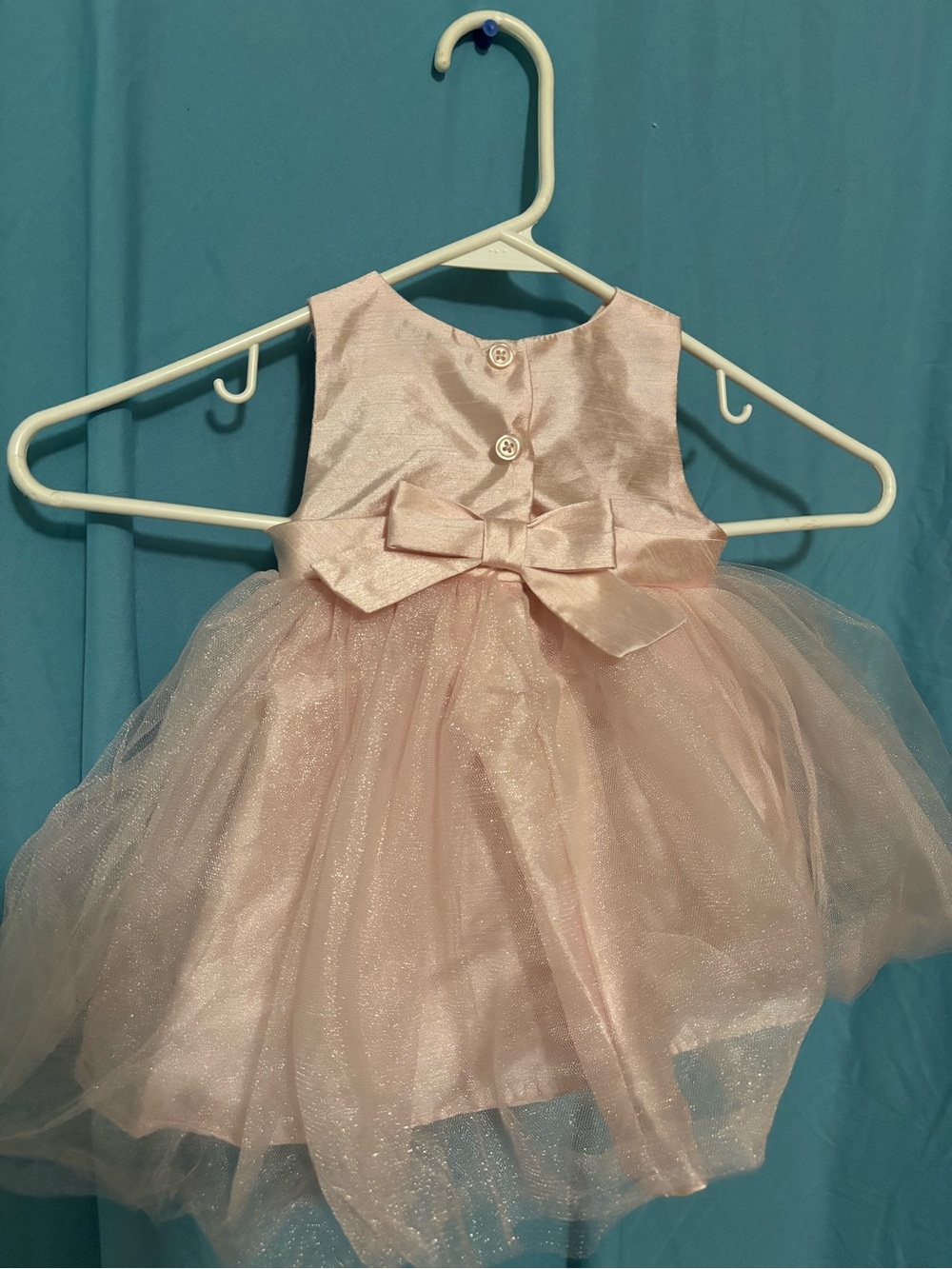 Cherokee Pale Pink Satin Flower-Accent Baby Dress